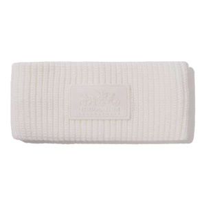 Coach Cable Knit Winter Headband with Rubber Patch Coach Logo Ivory Cream Womens